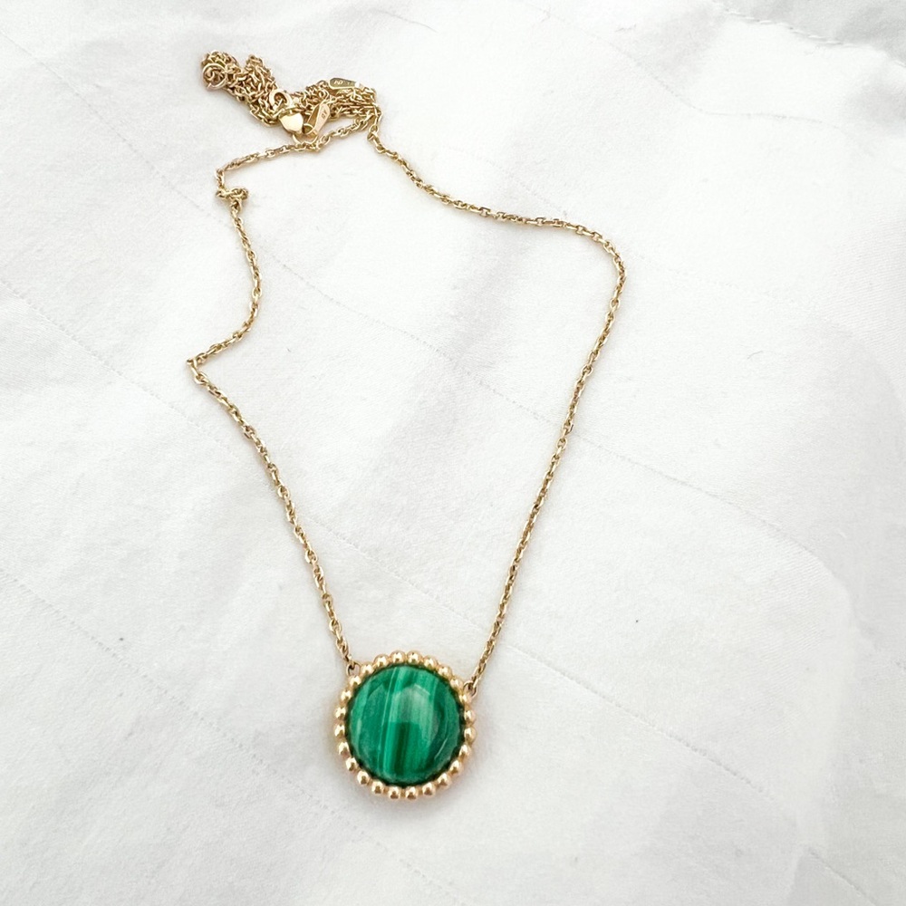 VCA inspired  malachite perle necklace 14k gold